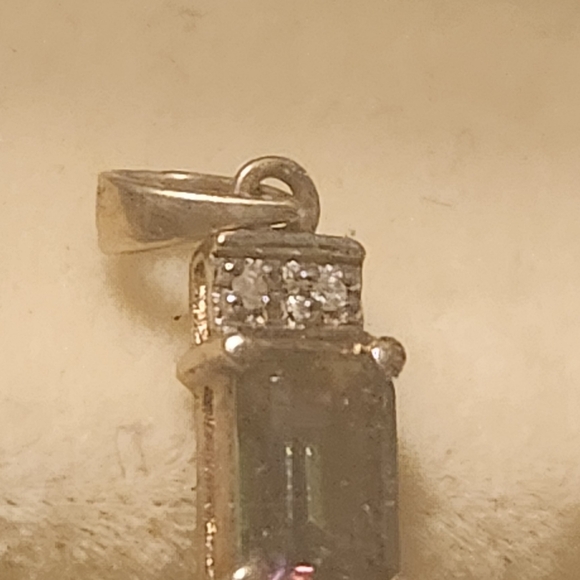 Mystic Topaz  with diamond accent 14kt Gold Pendant - Picture 9 of 13